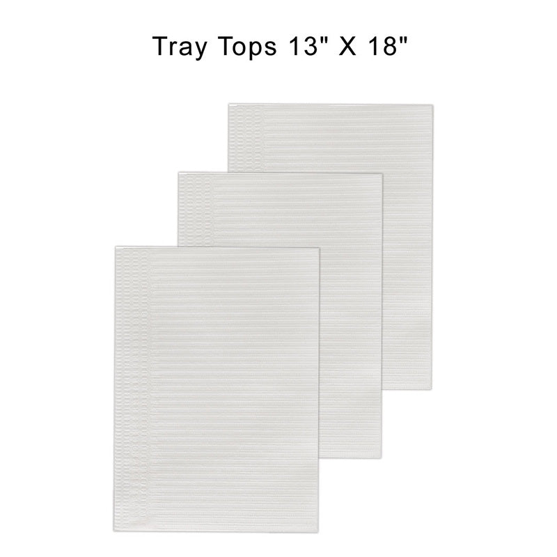 Capri disposable tray tops 13x18 inches, apron, PPE kit, patient bibs, towel, and tray cover for medical or food service use