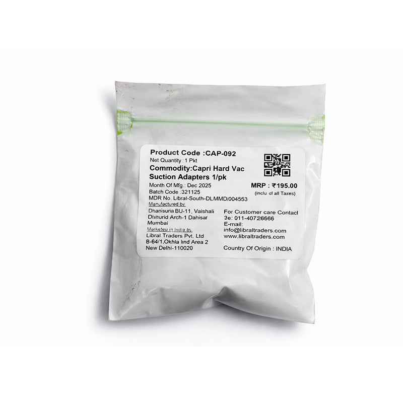 Capri Hard Vac Suction Adapters for aspirators, showing black silicone tips designed for medical suction devices.