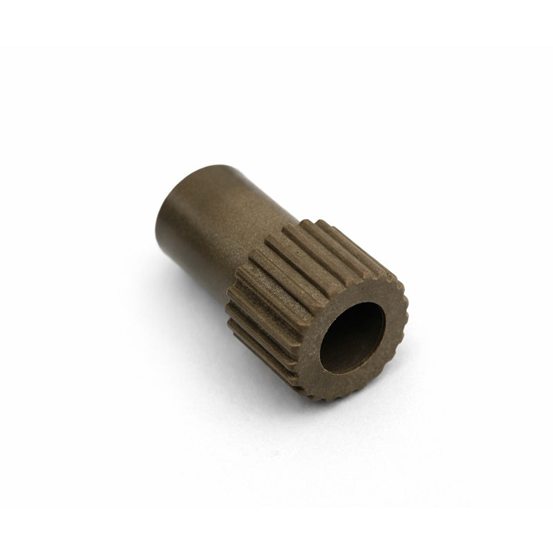 Capri Hard Vac Suction Adapter for aspirator tips showing the black plastic connector with textured grip and smooth surface.