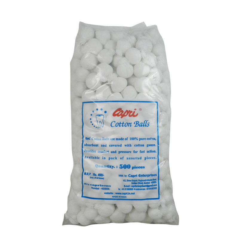Capri cotton balls in a cotton dispenser, soft white cotton balls for skincare and cosmetic use.