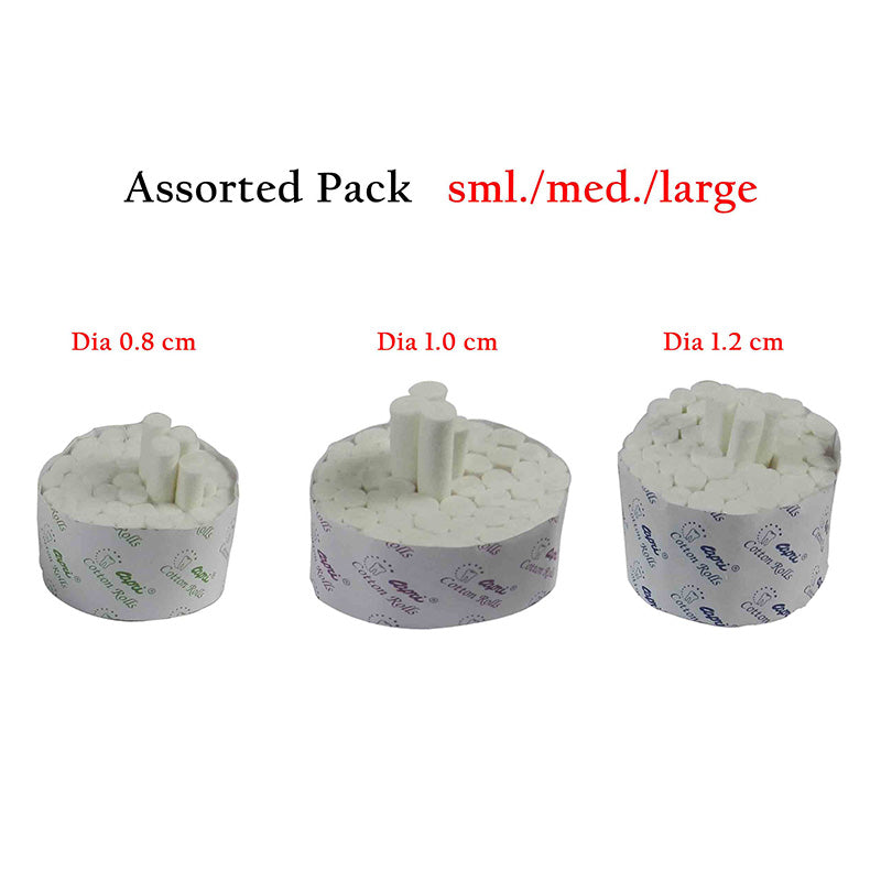 Medium diameter Capri cotton rolls in a cotton dispenser, ideal for medical and cosmetic use, shown in a clear image.