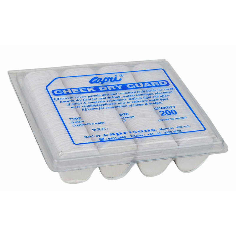 Capri Dry Guard Plain Small, a compact dry guard product designed for cheek protection, in a simple, plain design.