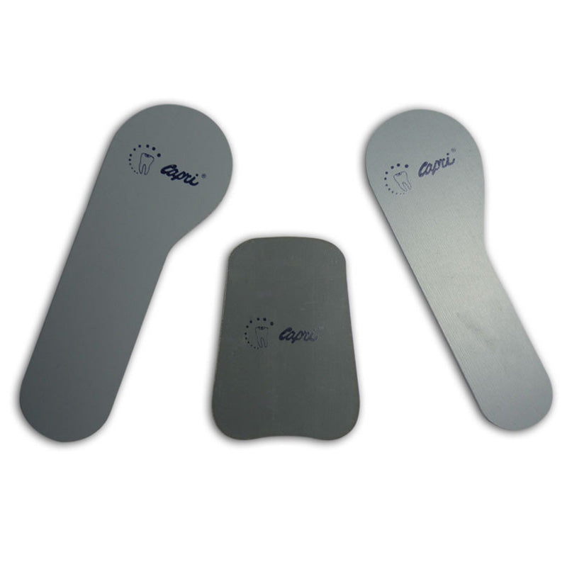 Capri Photographic Single Sided Plastic Intra Oral Mirrors Set showing reflective mirror surfaces and plastic handles for dental imaging.