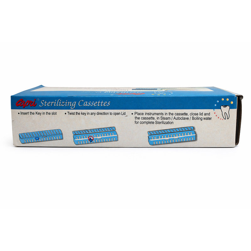 Capri sterilization cassette with stainless steel construction for medical instrument sterilization and storage.