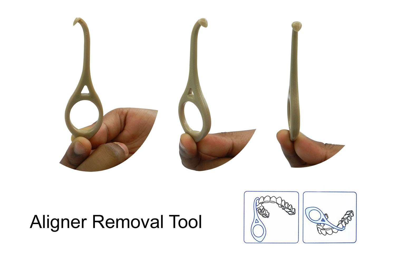 Assorted Captain Clear Aligner Removal Tools by Captain Orthodontics for easy removal of clear aligners, shown in a pack of 10.
