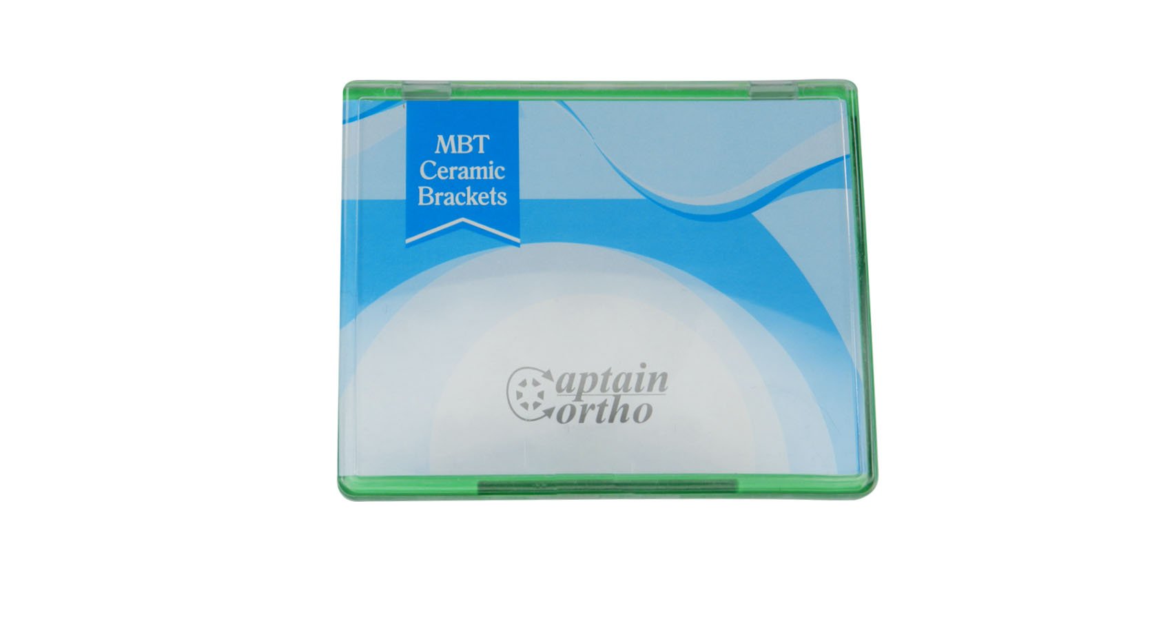 Captain Orthodontics ceramic aesthetic brackets kit with 20 pieces, showcasing clear, tooth-colored brackets for orthodontic treatment.