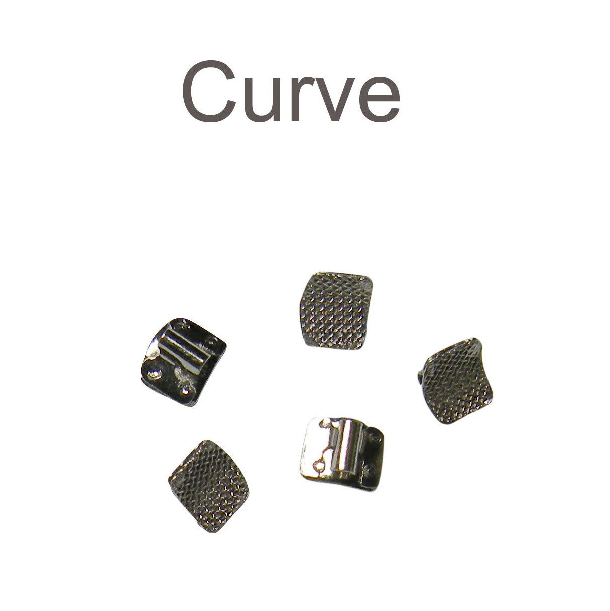 Set of 50 Captain Beggs bondable brackets for orthodontic use, curved design by Captain Orthodontics.