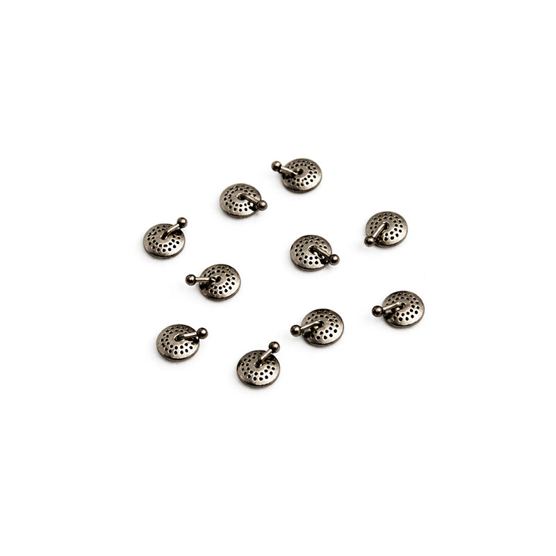 Captain Orthodontics bondable perforated button with hook, used for orthodontic appliance attachment, shown in the image.