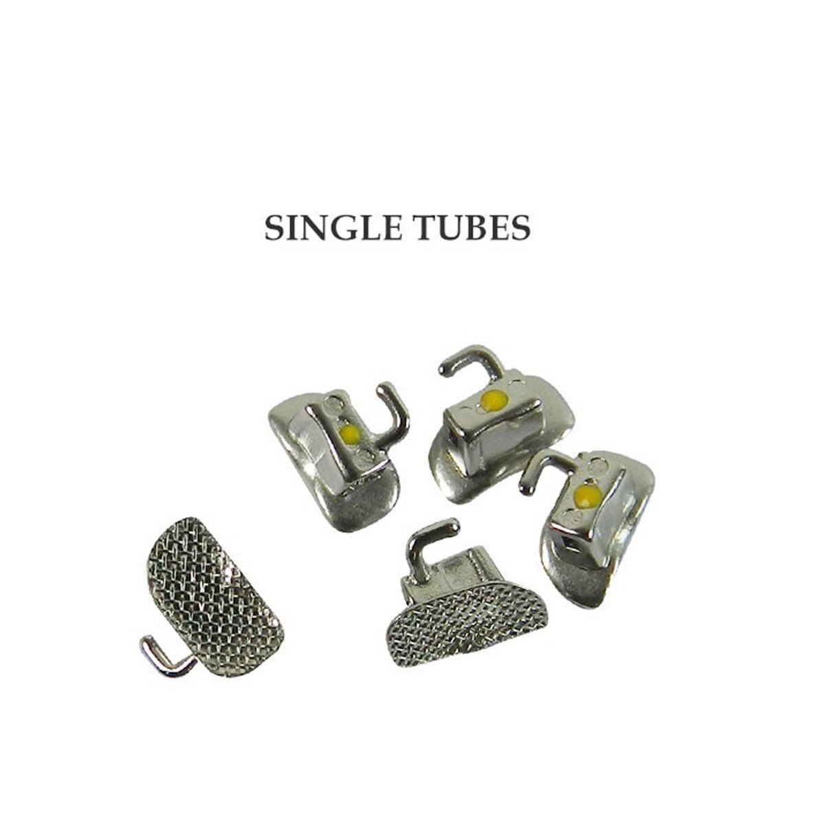 Captain Orthodontics MBT/Roth .018 bondable tubes on first molar, right upper, showing dental bonding process and tube placement.