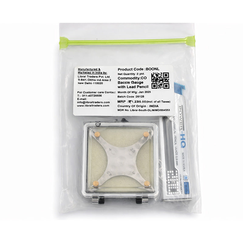 Captain Orthodontics Captain Gauge with Lead Pencil and Boons Gauge for precise bracket positioning in orthodontic treatment.
