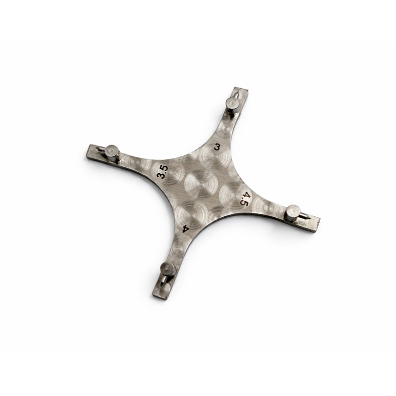 Captain Orthodontics Captain Gauge with steel marker for bracket positioning, used as a bracket positioning orthodontic gauge.