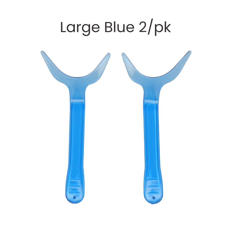 Large blue Captain EEZ Lip Retractors by Captain Orthodontics, designed for cheek and tongue retraction in dental procedures.