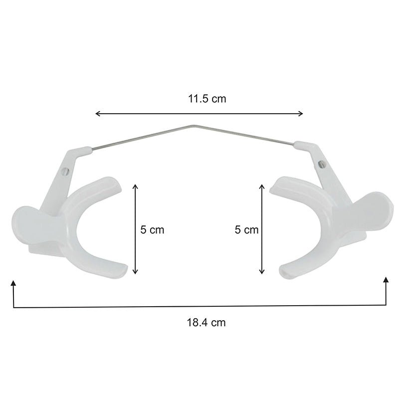 Large Captain Cheek Retractors with flexible spring wire for orthodontic procedures, designed by Captain Orthodontics.