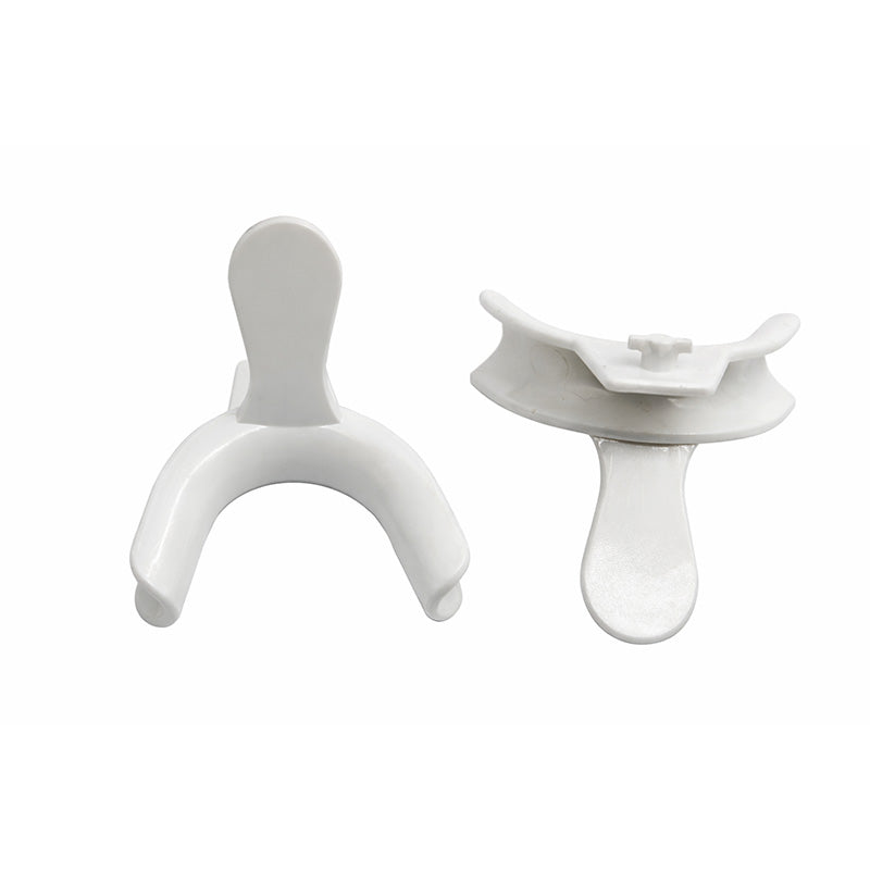 Large Captain Cheek Retractors with flexible spring wire from Captain Orthodontics, showing the clear, curved retractors in a dental setting.