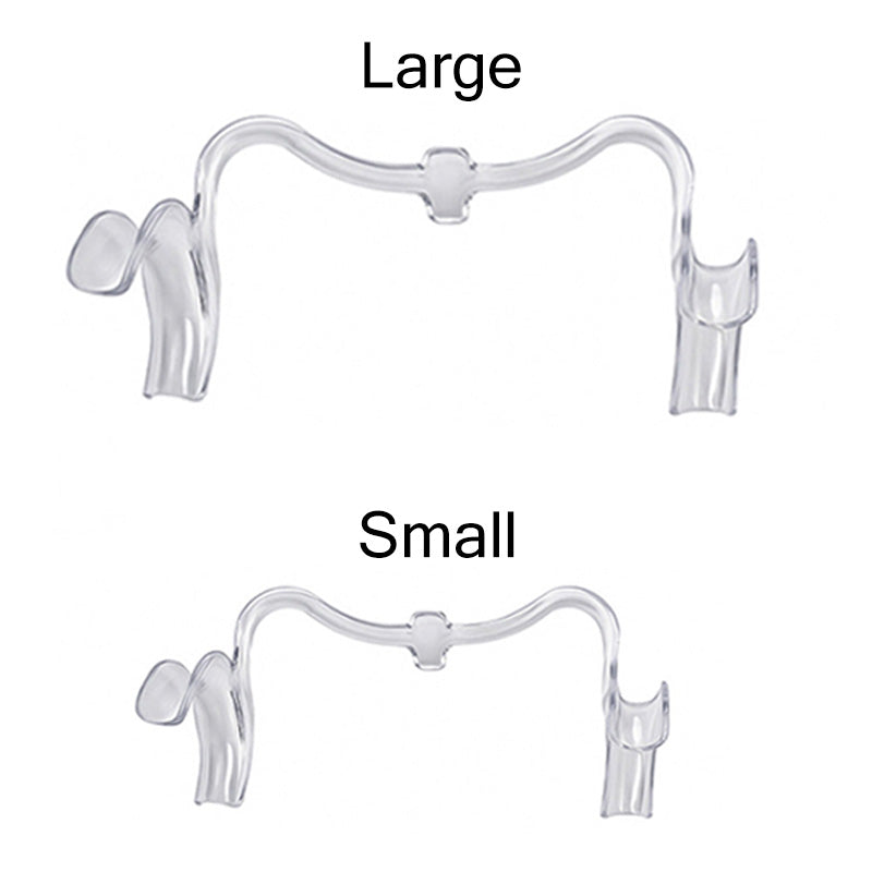 Captain Orthodontics Cheek & Tongue Retractor M Type showing the clear, curved dental retractor used for oral examinations.