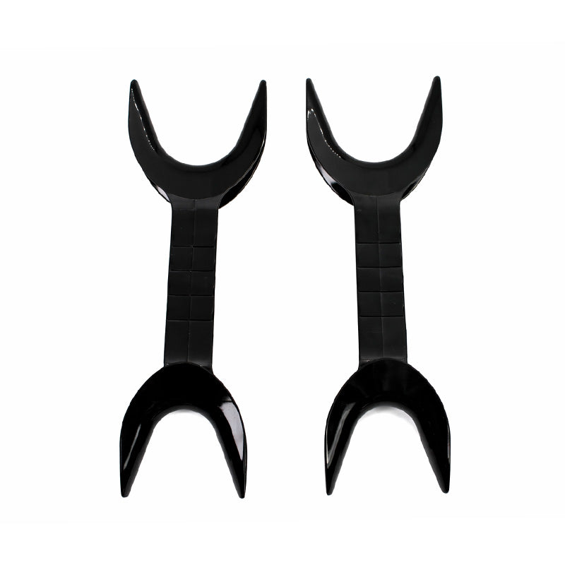 Captain Orthodontics double-sided cheek and tongue retractor set in blue, with large and medium-sized retractors for dental procedures.