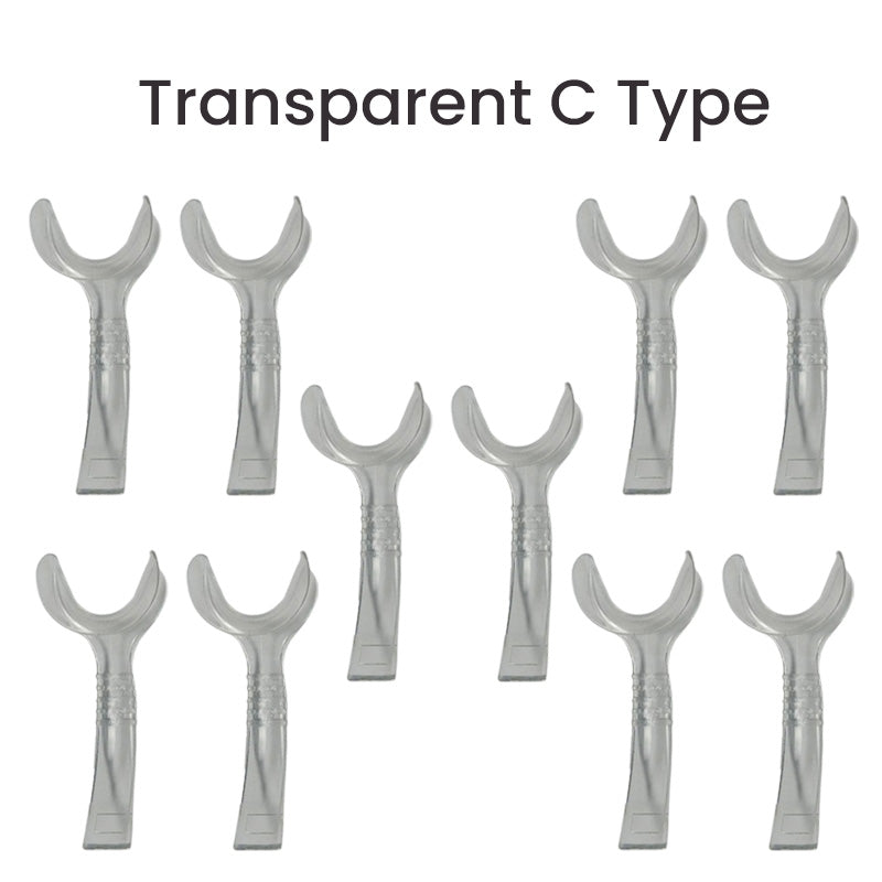 Captain Orthodontics Captain Large Premium Retractor C Type, blue cheek and tongue retractor set in a 10-pack, showing the C-shaped design.