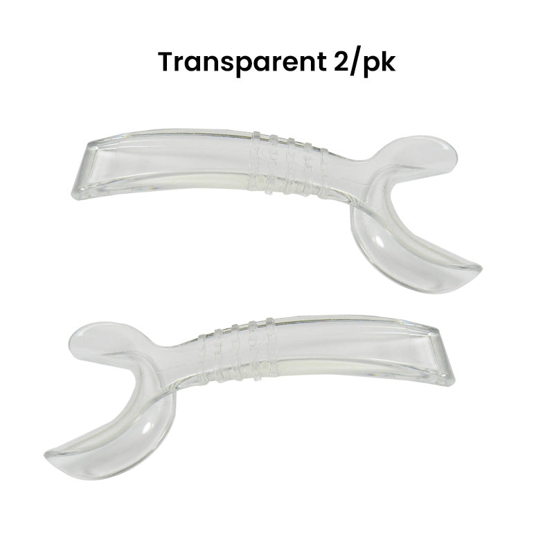 Pair of Captain Orthodontics Captain Large Premium Cheek and Tongue Retractors in transparent packaging.