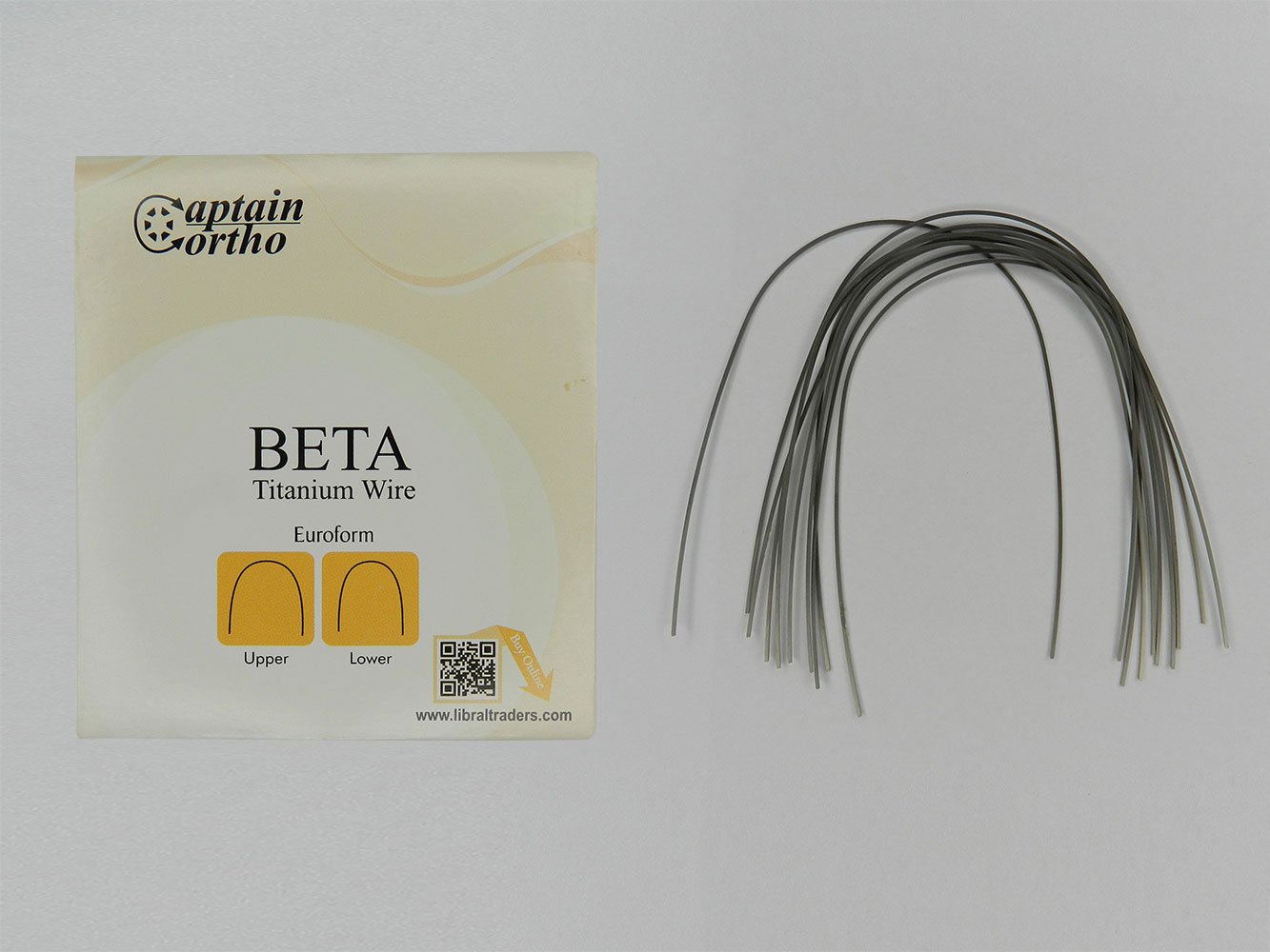 Captain Euroform Beta 3 Titanium Wires for CNA Beta 3 / TitanMoly, showing lower arch wire with size 016 x 022 in a detailed view.