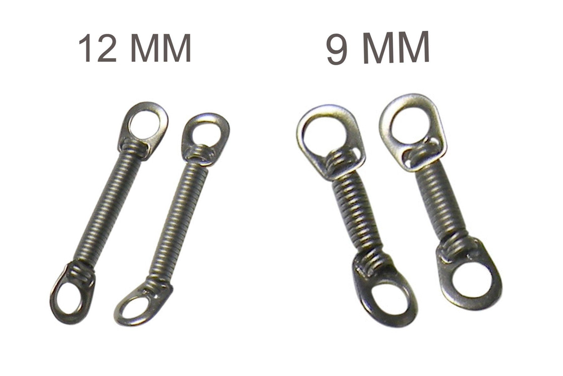 Captain Orthodontics Captain Niti closed coil springs with eyelets, 12mm length, used for orthodontic treatment and tooth movement.