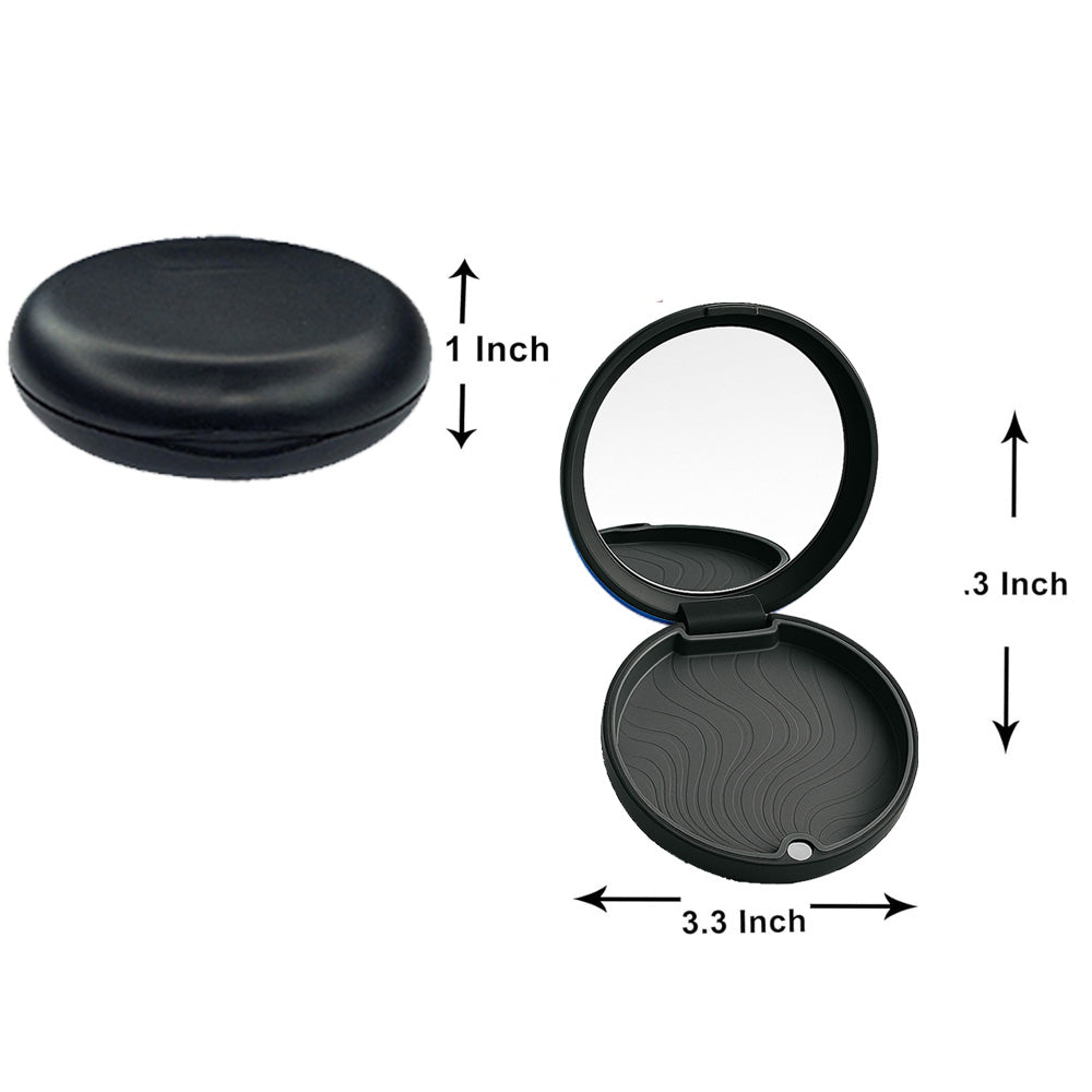 Captain Orthodontics Captain Slim Aligner Case in black with silicone layer and mirror for denture and retainer storage.