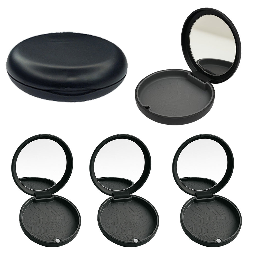 Captain Orthodontics Captain Slim Aligner Case in black with mirror, designed for denture and retainer storage.