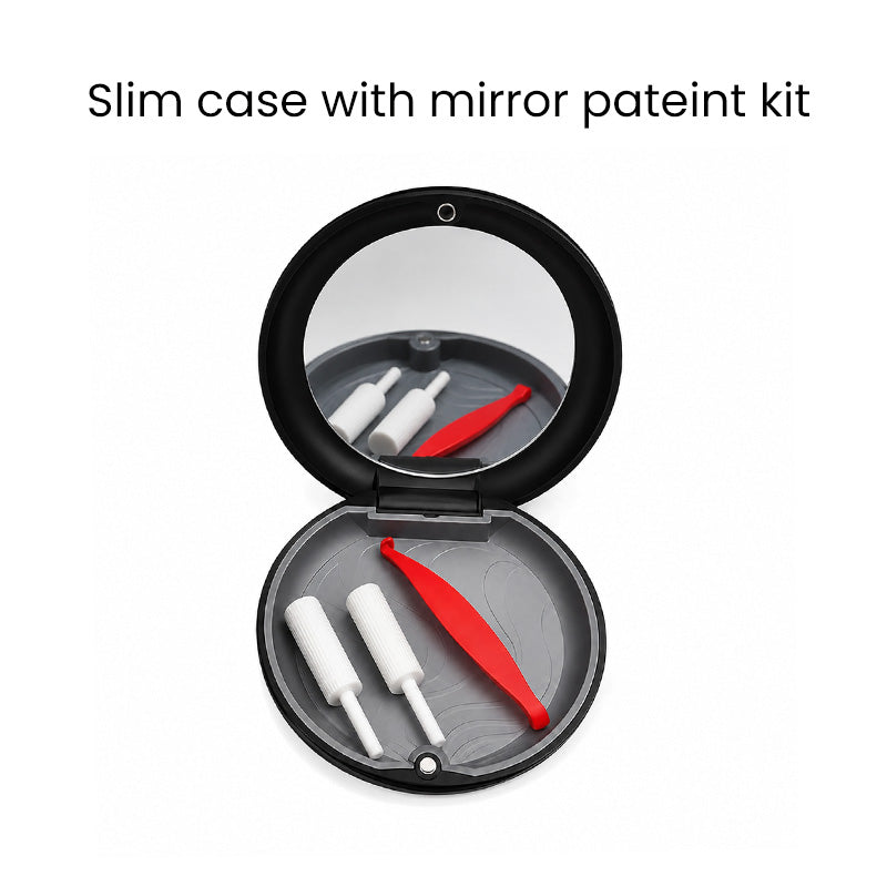 Captain Orthodontics Captain Slim Aligner Case in black with silicone layer, showing compact denture and retainer storage design.