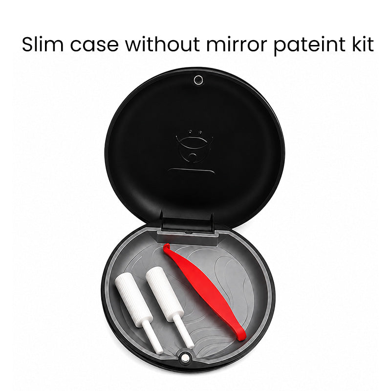 Captain Slim Aligner Case in black with silicone layer, designed for denture and retainer storage by Captain Orthodontics.
