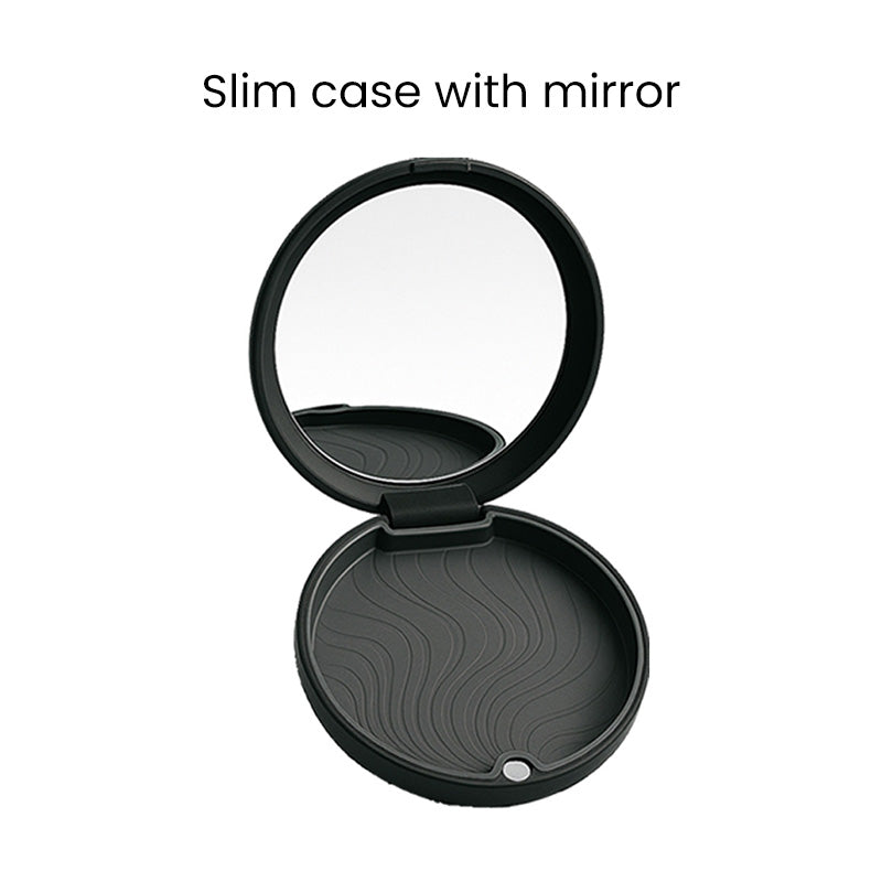 Black Captain Slim Aligner Case with silicone layer for denture and retainer storage, designed by Captain Orthodontics.
