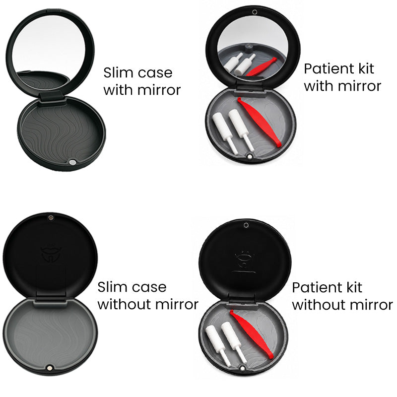 Captain Slim Aligner Case in black with silicone layer, designed for denture and retainer storage from Captain Orthodontics.