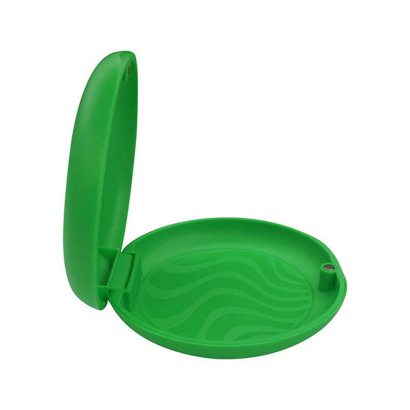 Green Captain Slim Aligner Case with silicone layer, designed for denture and retainer storage by Captain Orthodontics.