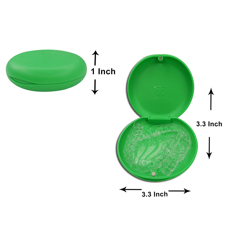 Captain Orthodontics Captain Slim Aligner Case in green with silicone layer, denture and retainer box for easy storage and protection.
