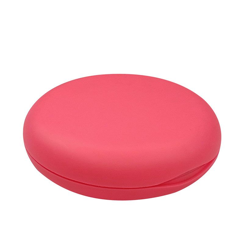 Captain Orthodontics Captain Slim Aligner Case in hot pink with silicone layer, designed for denture and retainer storage.