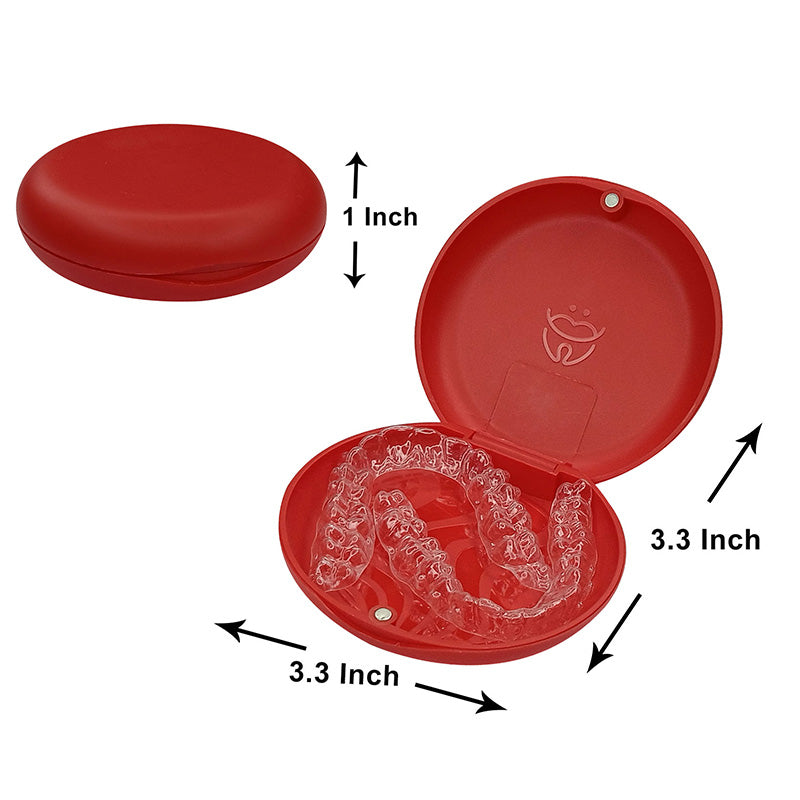 Red Captain Slim Aligner Case by Captain Orthodontics, denture and retainer box with silicone layer for secure storage.