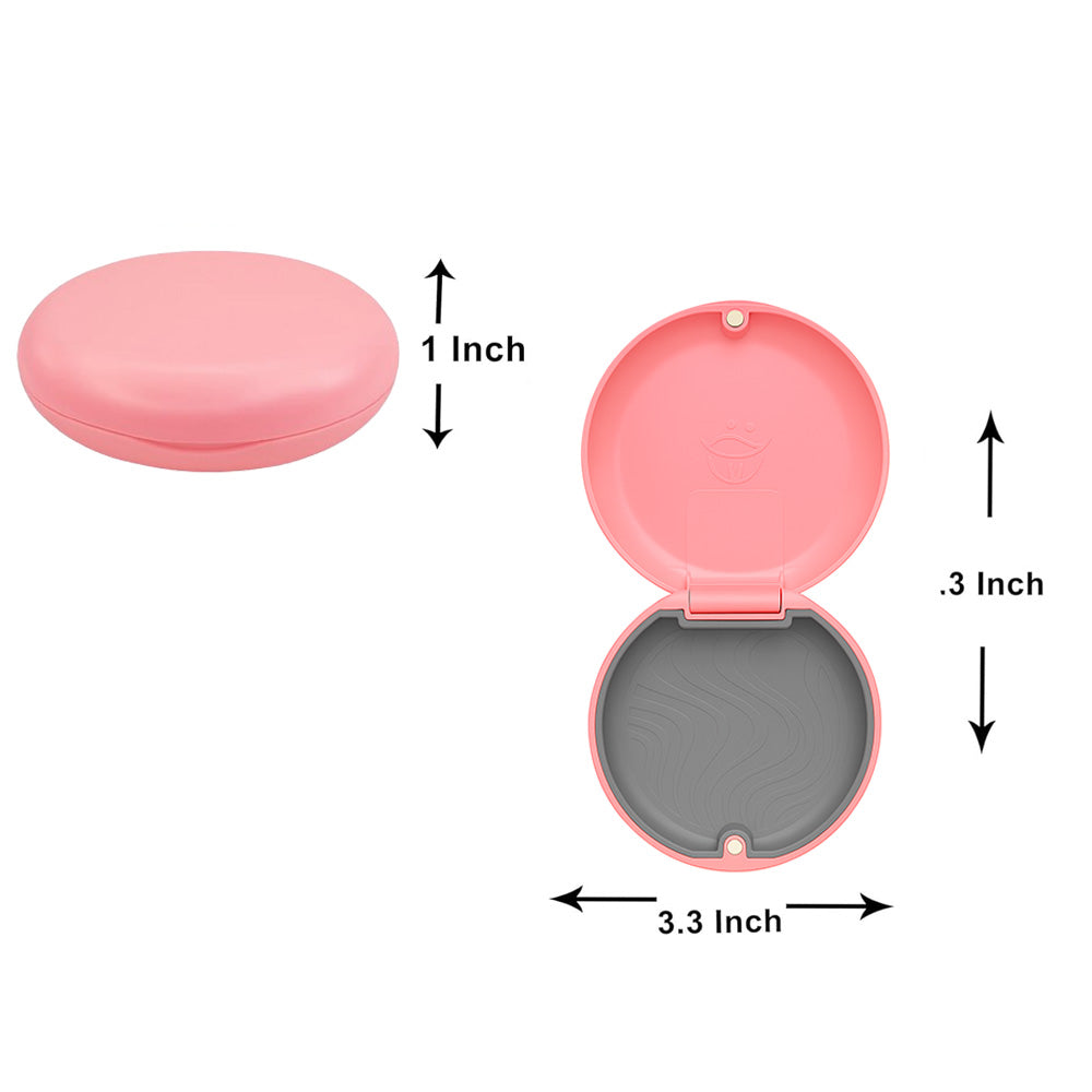 Rose pink Captain Slim Aligner Case with silicone layer for denture and retainer storage, by Captain Orthodontics.