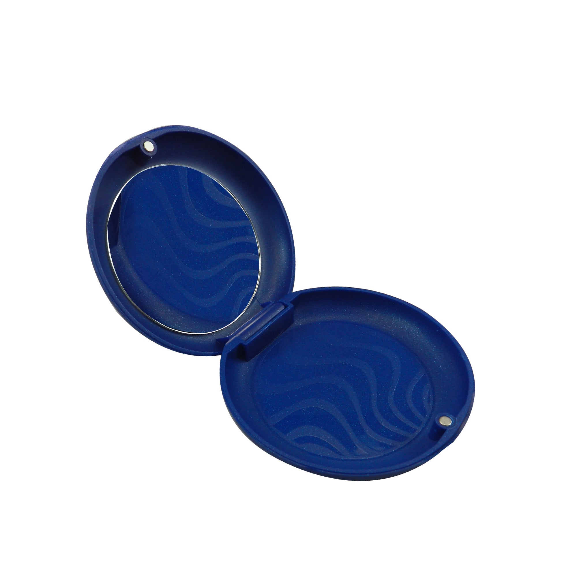 Captain Orthodontics Captain Slim Aligner Case in Sparkle Blue with silicone layer, denture and retainer storage box.