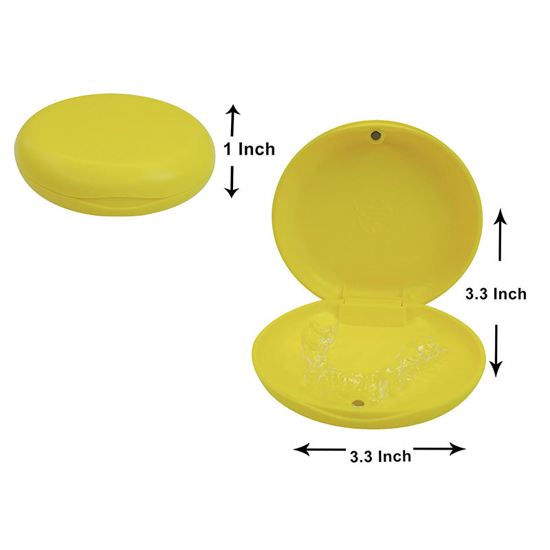 Captain Slim Aligner Case in sunflower yellow with silicone layer, designed for denture and retainer storage by Captain Orthodontics.