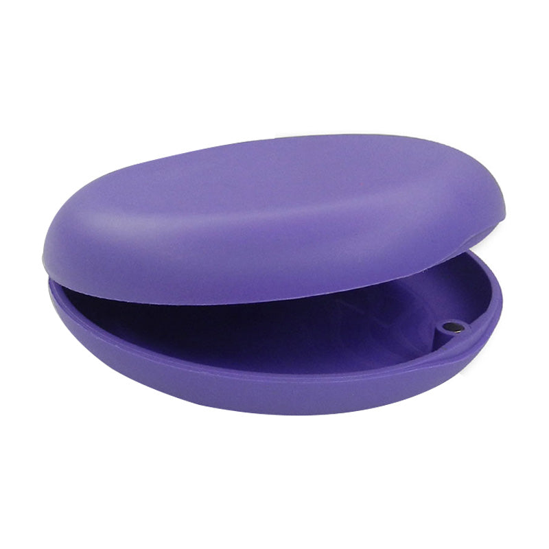 Violet Captain Slim Aligner Case with silicone layer, denture and retainer box by Captain Orthodontics, compact and protective.