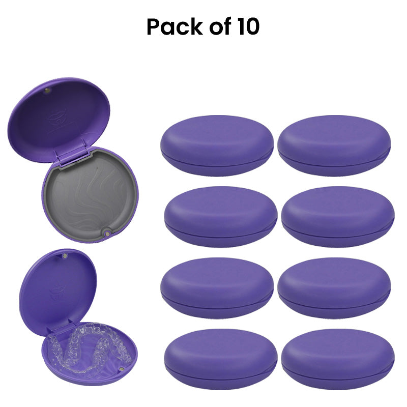Captain Orthodontics Captain Slim Aligner Case violet with silicone layer, denture and retainer box for secure storage.