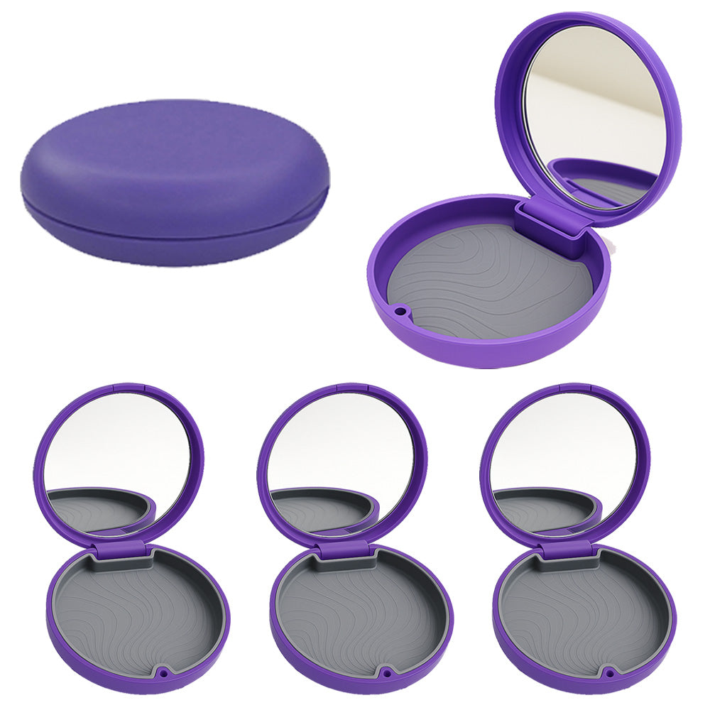 Captain Orthodontics Captain Slim Aligner Case in violet with silicone layer, denture and retainer storage box, compact and secure.