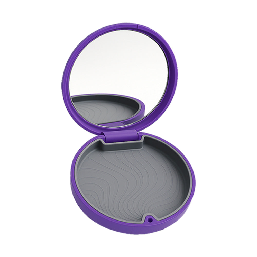 Captain Orthodontics Captain Slim Aligner Case in violet with silicone layer, designed for denture and retainer storage.