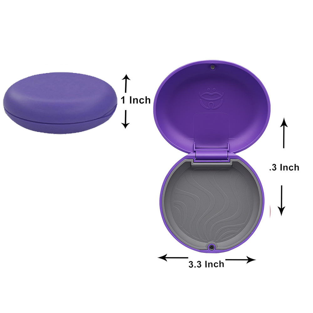 Captain Orthodontics Captain Slim Aligner Case in violet with silicone layer, denture and retainer box for secure storage.