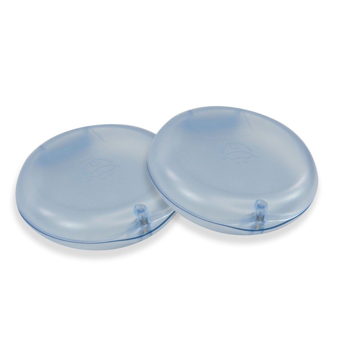 Transparent blue Captain Slim Aligner Case by Captain Orthodontics for storing dentures and retainers, compact and secure.