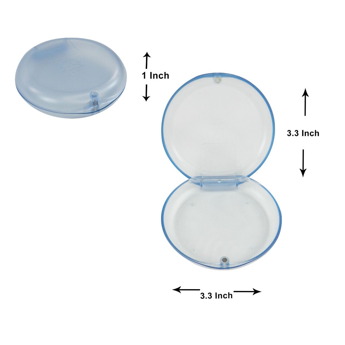 Captain Slim Aligner Case in transparent blue, a Captain Orthodontics denture and retainer box for secure storage.