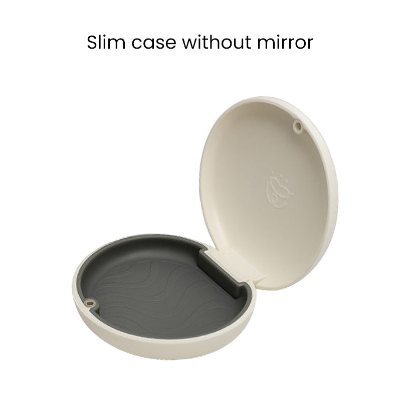 Captain Orthodontics Captain Slim Aligner Case in off white with silicone layer, denture and retainer box with mirror.