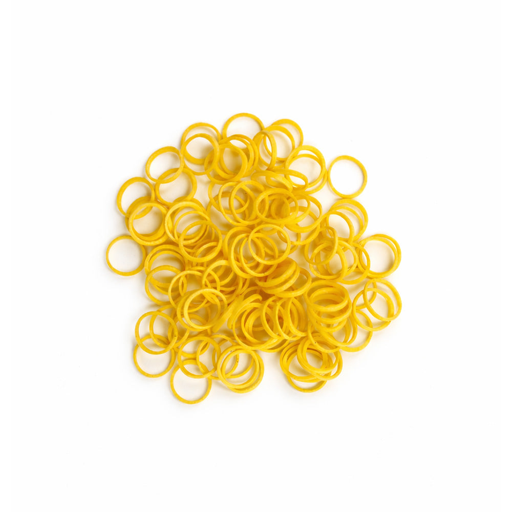 White Captain Colour Elastic orthodontic elastics from Captain Orthodontics, 1/8 inch size, 2 oz, 100 pack.