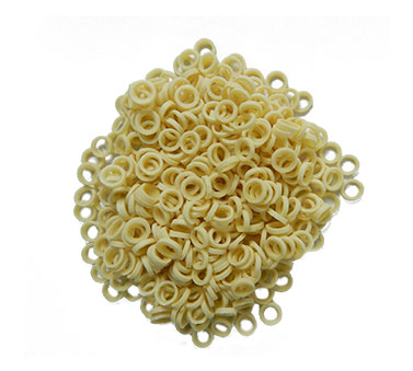 White Captain Colour Elastic orthodontic elastics from Captain Orthodontics, 1/8 inch, 2 oz, 100-pack, for braces.