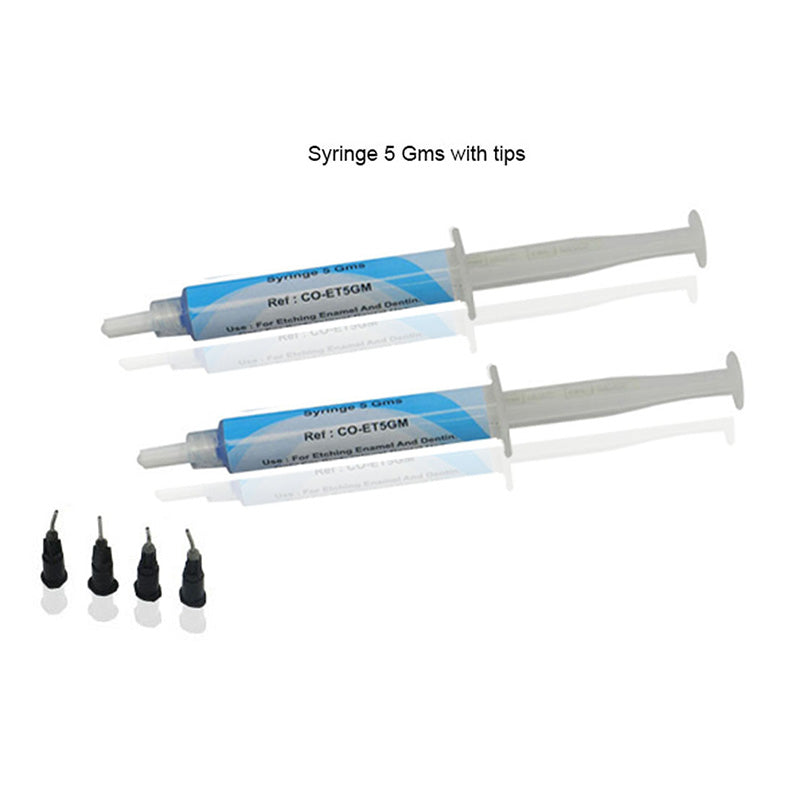 Captain Orthodontics Captain Etchant Gel Syringe with two empty syringes and tips, 50g orthodontic etchant gel for dental procedures.