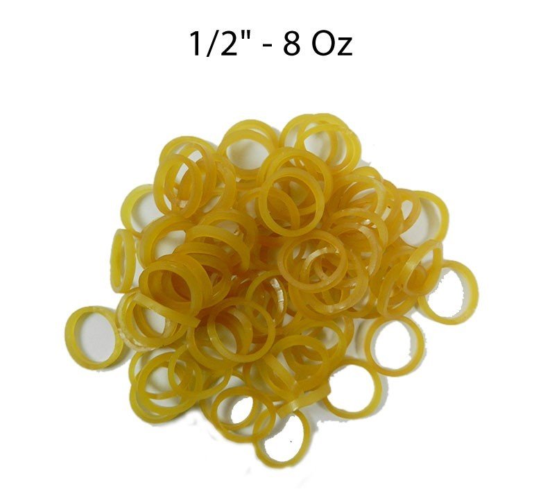Captain Orthodontics extraoral elastics pack with 100 pieces, 1/2 oz size, used for orthodontic treatment and jaw support.
