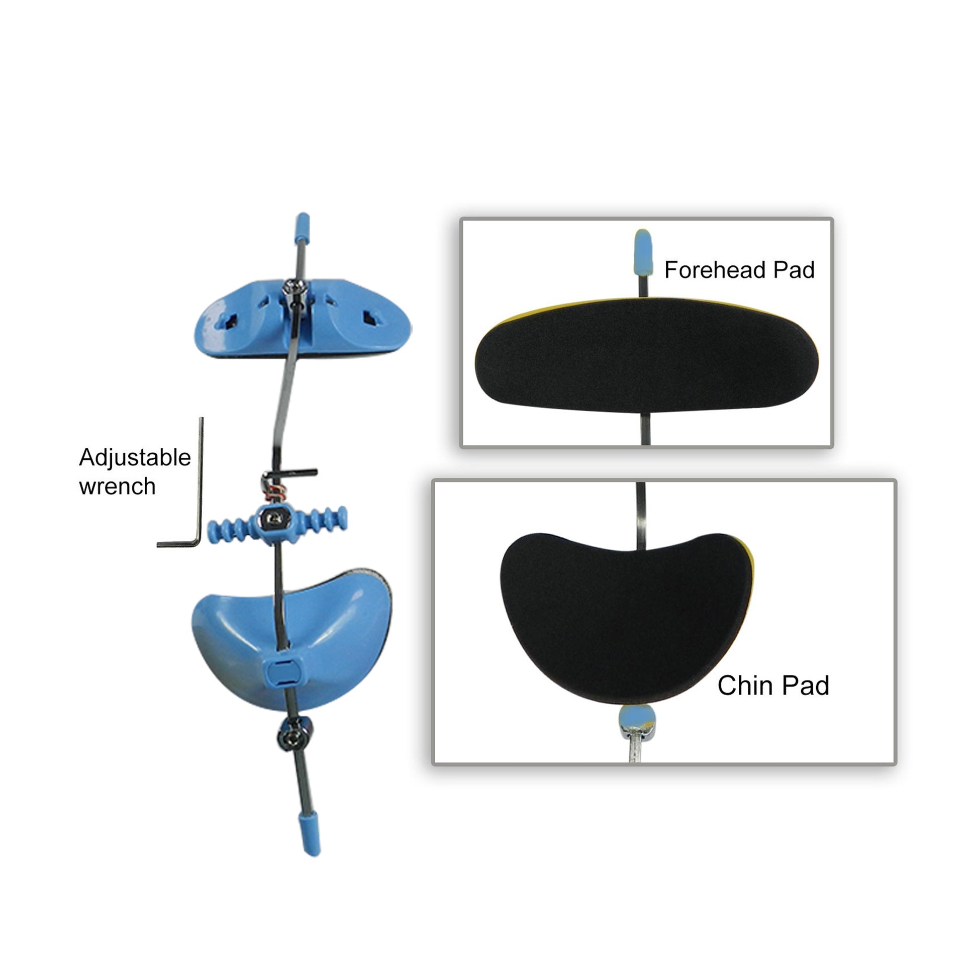 Captain Orthodontics Captain Facemask Petit Multi adjustable facemask with head strap and accessories in sky blue.